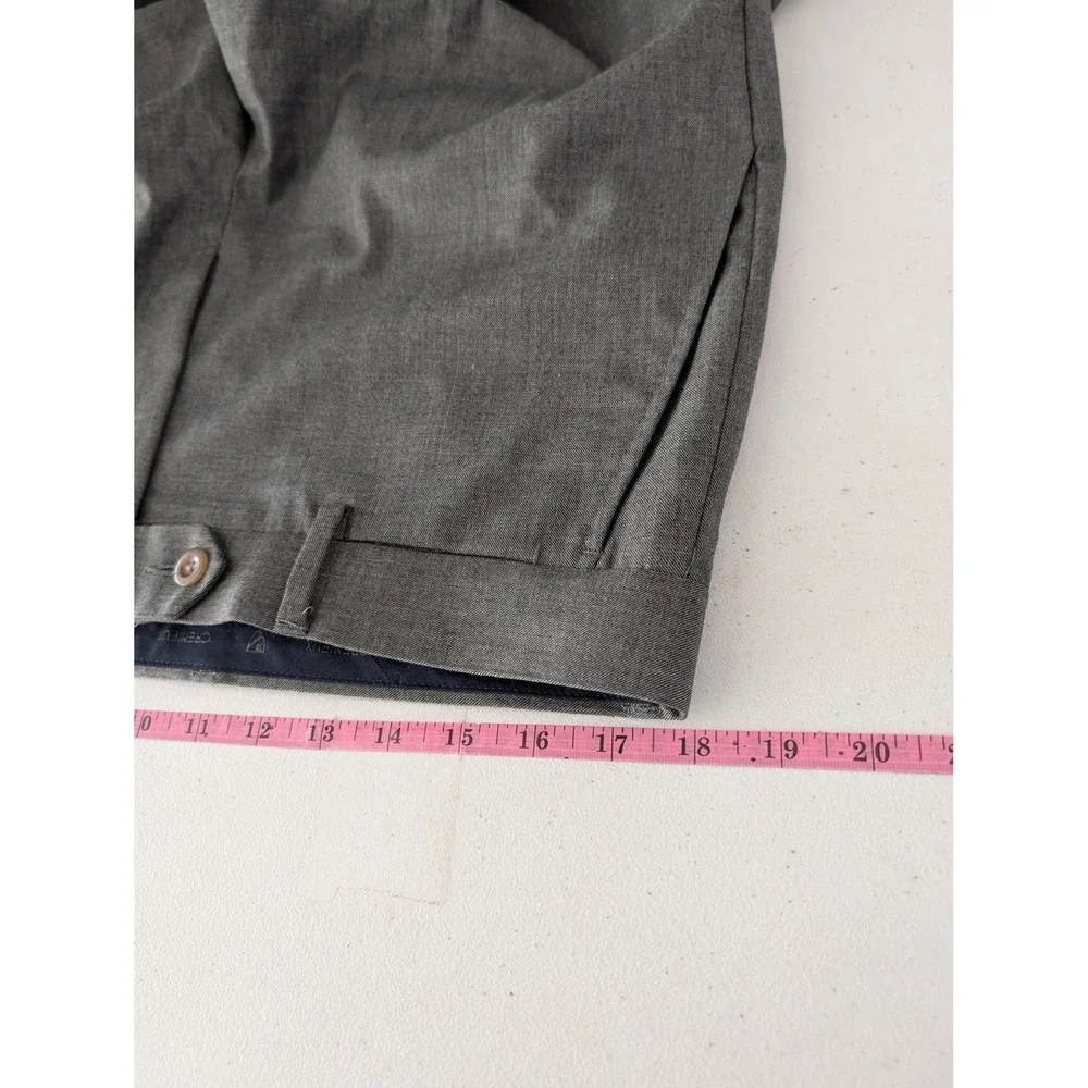Cremieux Mens Grey Flat Front Dress Pants Trousers 34x32 Tailored Fit